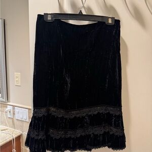Nanette Lepore Black Velvet Mini Skirt with Lace